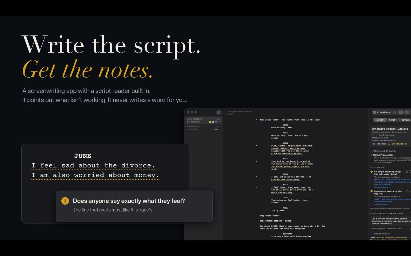 Write the script and get notes from the optional reader