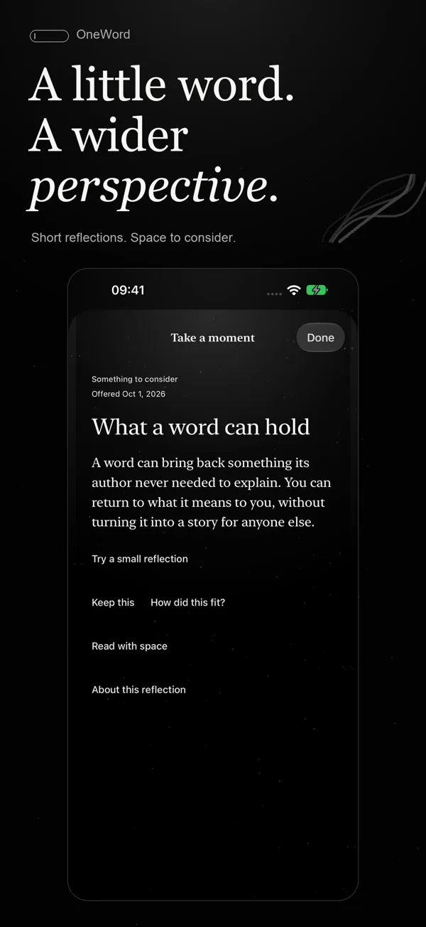 A little word, a wider perspective: a short reflection titled What a word can hold