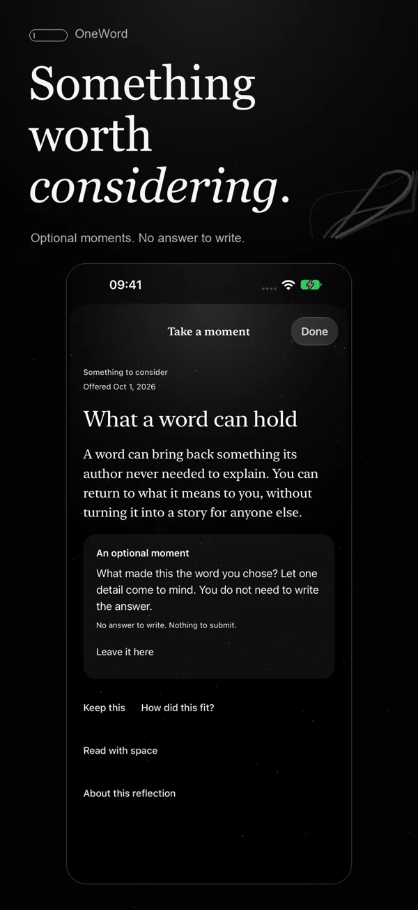 Something worth considering: an optional reflection moment with nothing to write